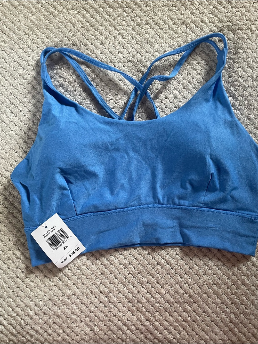 Bare Necessities Sky Blue Double Crisscross Sports Bralette